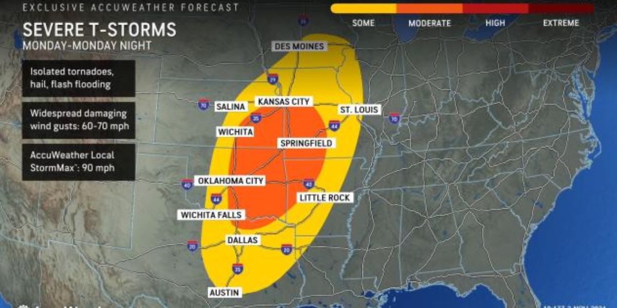 Texas, Oklahoma, and Kansas Brace for Widespread Severe Storms and Heavy Rain Starting Tonight