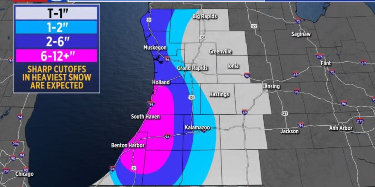 Heavy Lake-effect Snow Expected in Berrien and Cass Counties With Totals Near 10 Inches