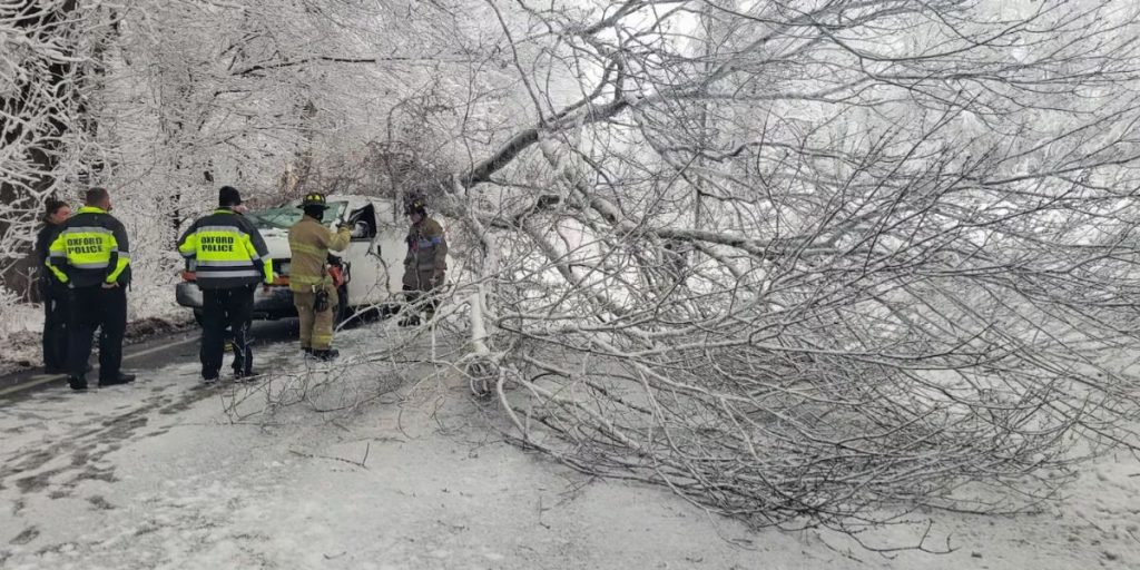 Heavy Snow and Tree Damage in Oxford Passenger Rescued After Van Crushed by Falling Tree