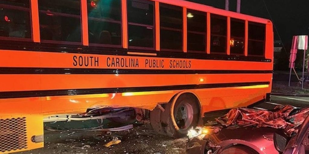 School Bus Carrying 18 Students Involved in Collision With Sedan – Two People Injured, Investigation Continues